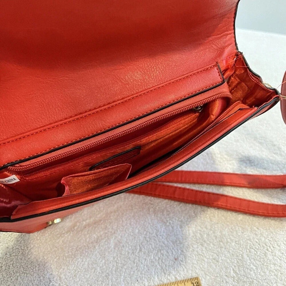 Geometric Puzzle Bag Women’s Red Orange Gold Small Rectangle Shoulder *read - Picture 13 of 16